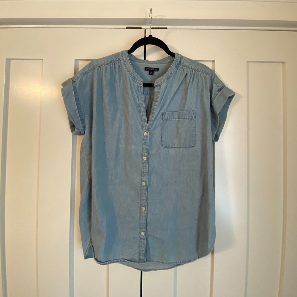 J Crew Womens Chambray Camp Denim Shirt M